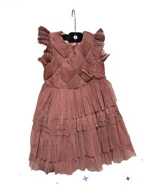 Monsoon Dusty Rose Ruffled Tulle Party Dress